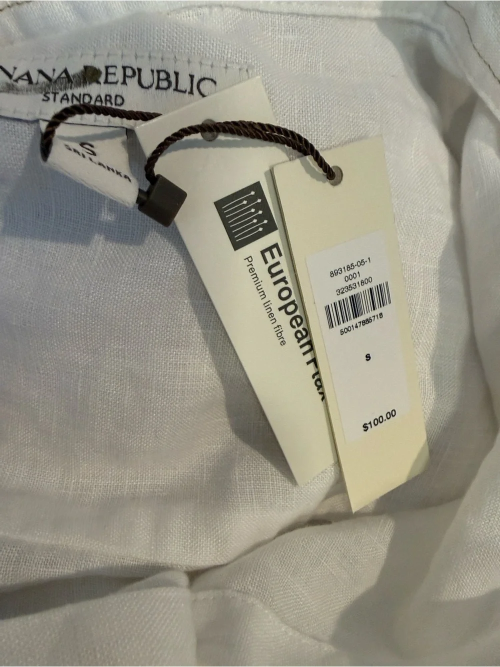 Banana Republic Men’s Linen Standard Fit Shirt. White